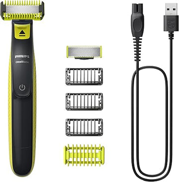 OneBlade Face & Body QP2824,Dual-Sided Blade,Unique OneBlade Technology,45min Cordless,Waterproof,Electric Beard Trimmer & Shaver Lime Green,Charcoal Grey
