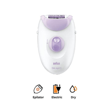 Braun Silk-épil 3 Epilator for Women, Violet and White - SE3170