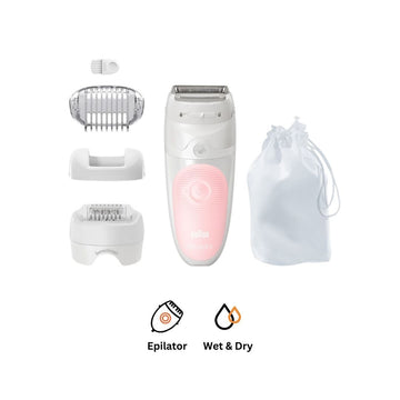 Braun Silk-epil 5 Wet & Dry Epilator for Women, White - SES5-620