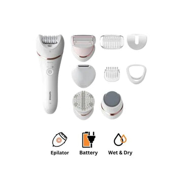 Philips Series 8000 Epilator, Wet and Dry, White - BRE740-11