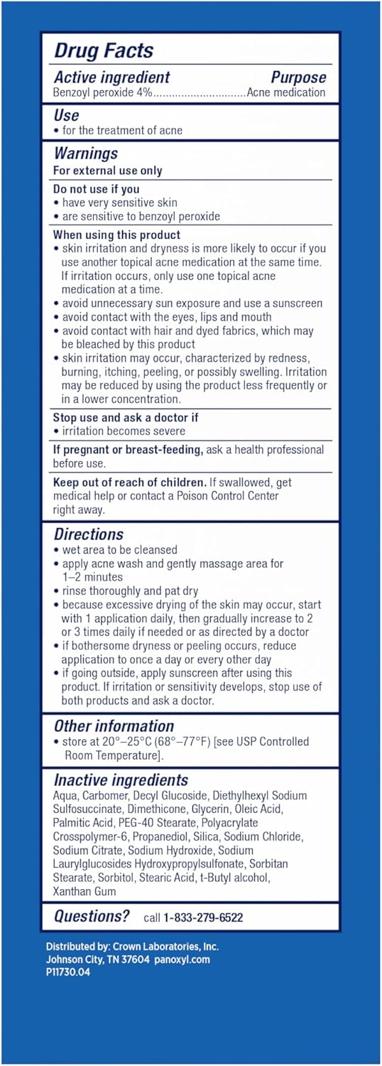 Acne Creamy Wash, 4% Benzoyl Peroxide, 6 Oz White