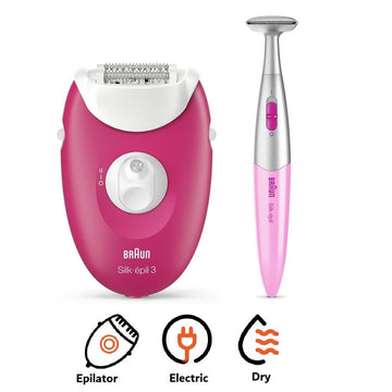 Braun Silk-épil 3 Epilator For Women, Raspberry Pink - SE3420