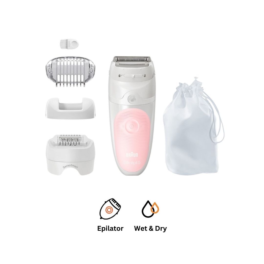 Braun Silk-epil 5 Wet & Dry Epilator for Women, White - SES5-620